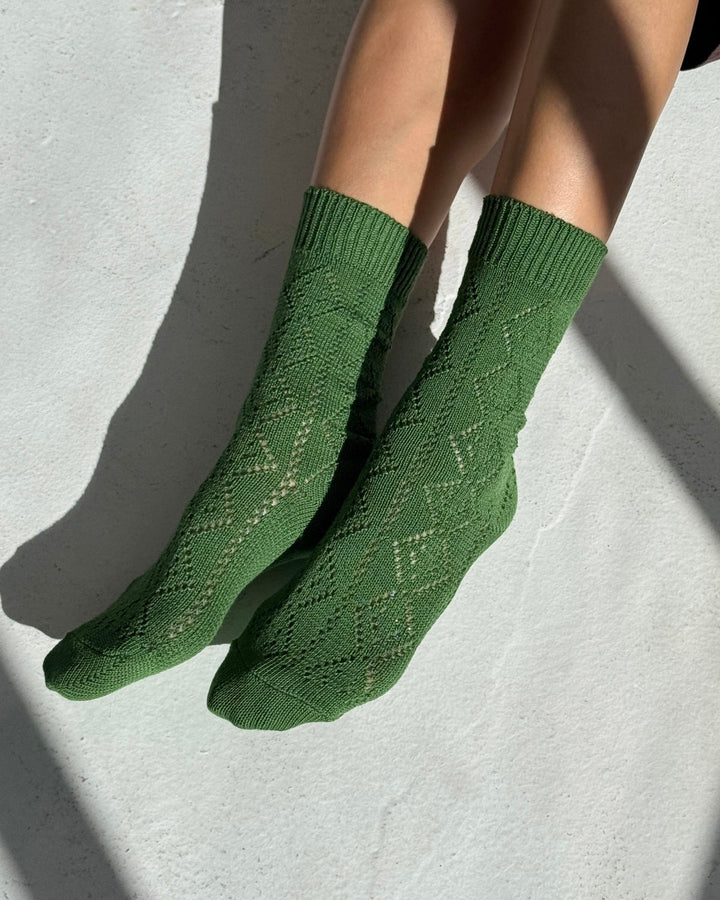 Le Bon Shoppe | Modal eyelet socks | Palm Green