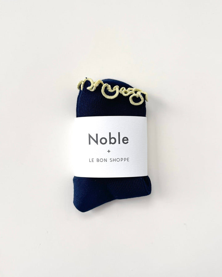 Le Bon Shoppe x Noble | Petite Ruffle Sock | Navy Butter