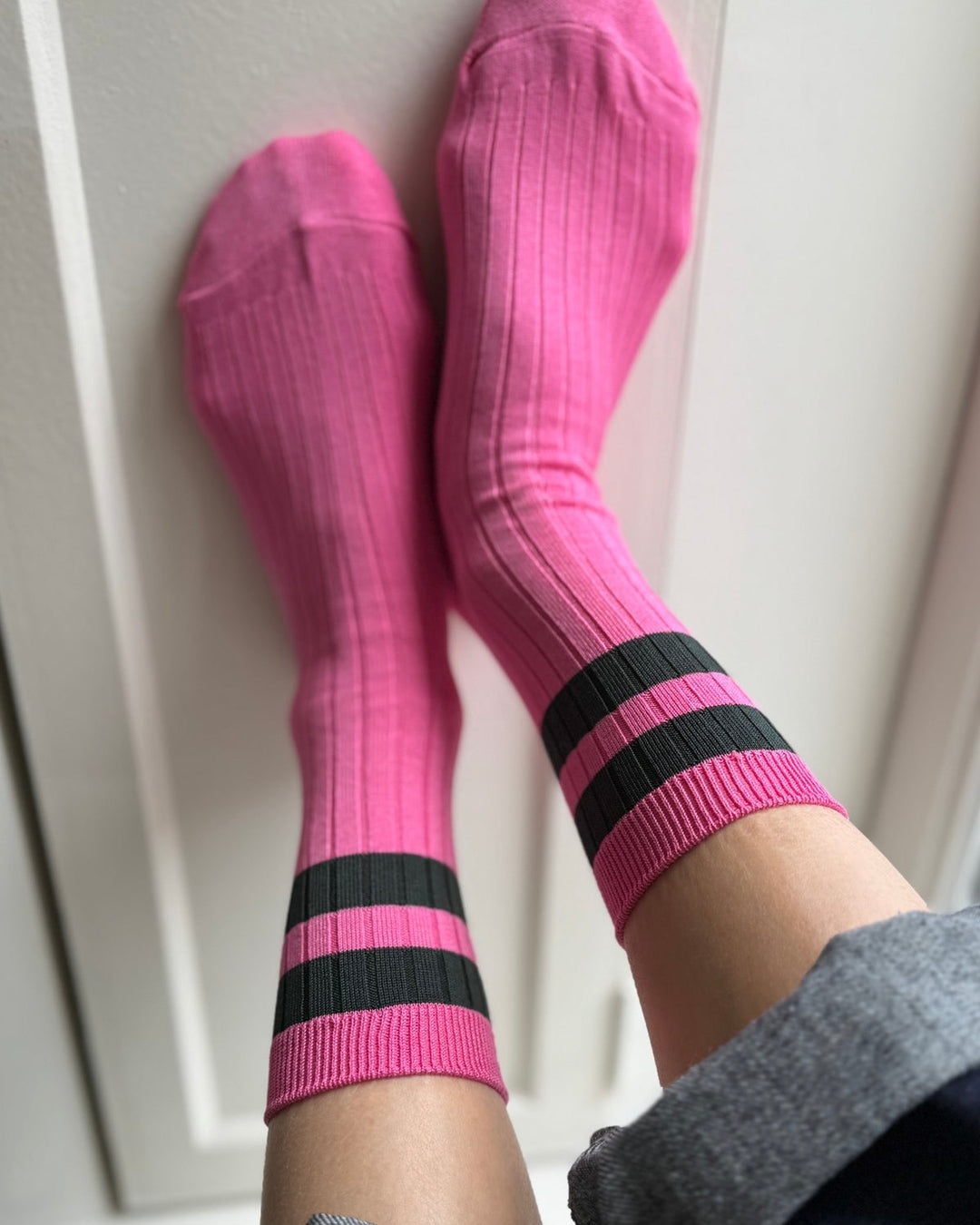 Le Bon Shoppe | Her Varsity Socks | Pink Green