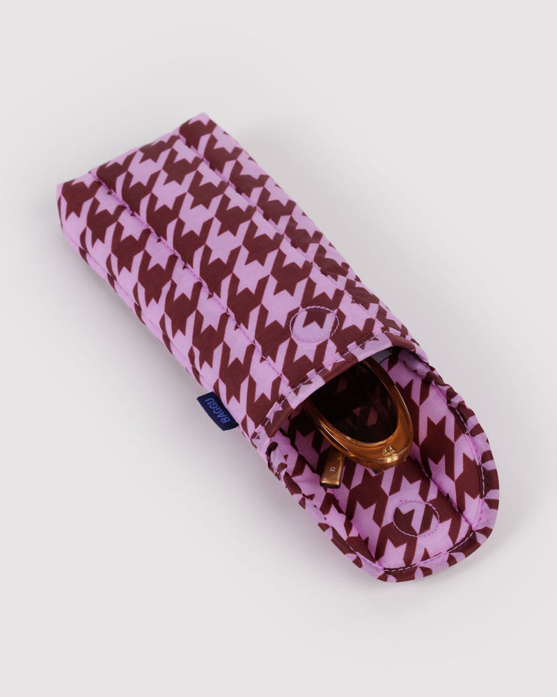Baggu | Puffy Glasses Sleeve | Pink Houndstooth