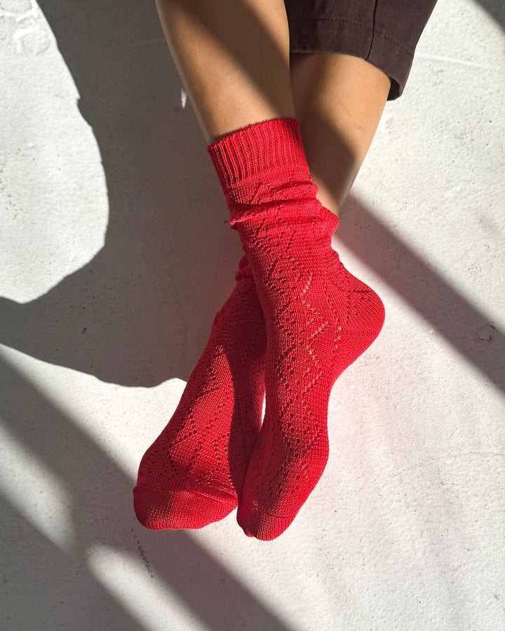Le Bon Shoppe | Modal eyelet socks | Poppy Red