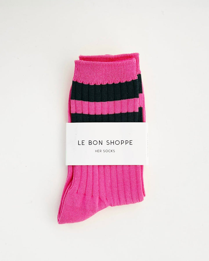 Le Bon Shoppe | Her Varsity Socks | Pink Green