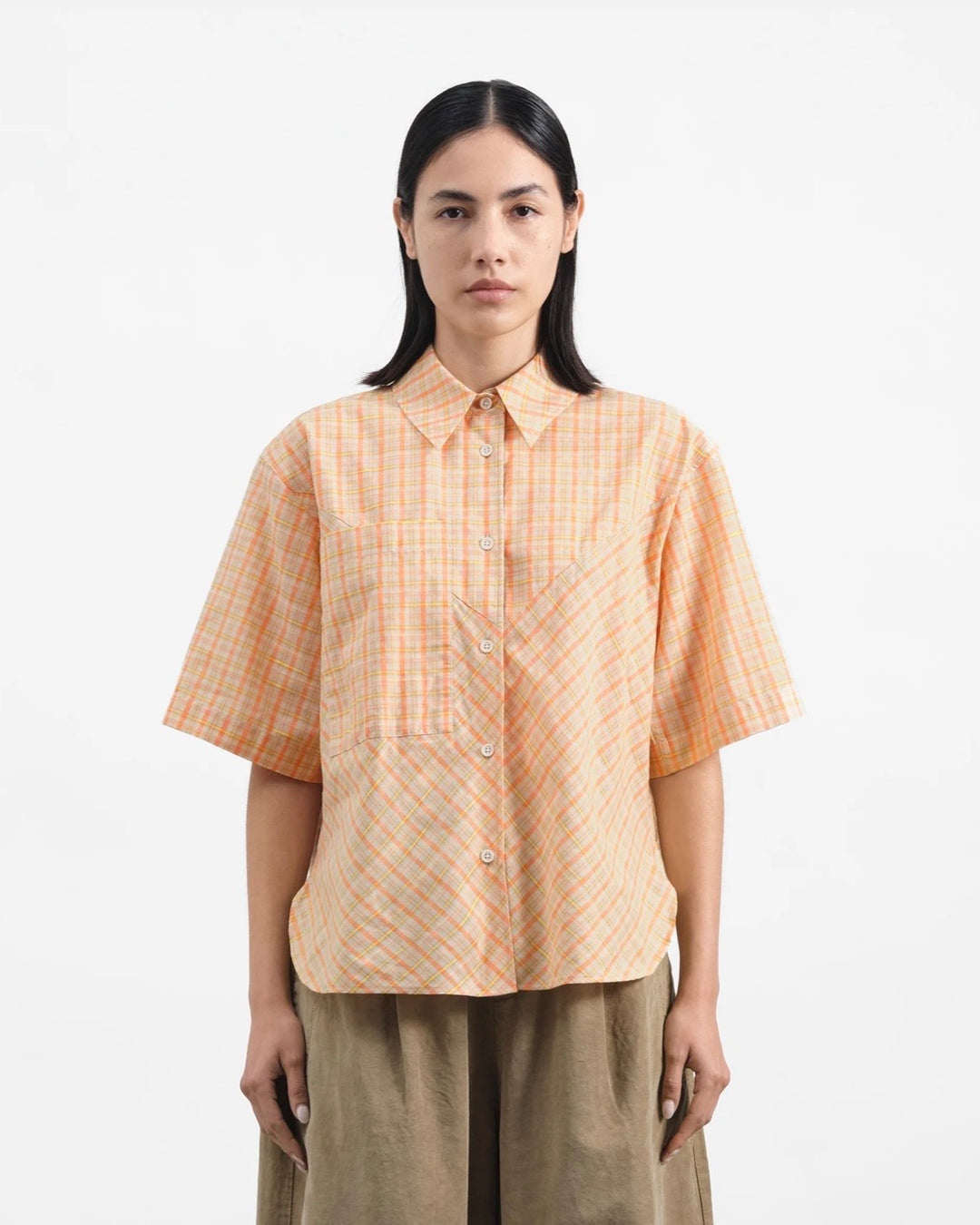 YMC | Eva Shirt | Cutting Table Pink Check