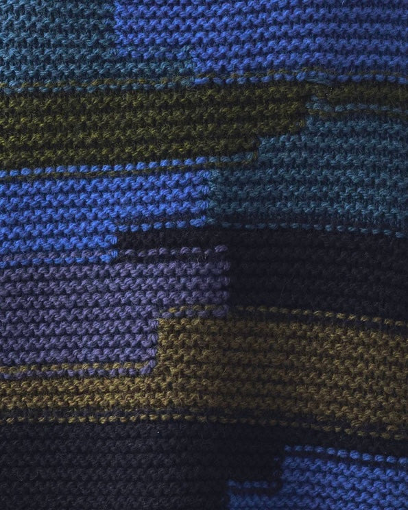 Toast | Patchwork Knitted Wool Gilet | Blue Multi