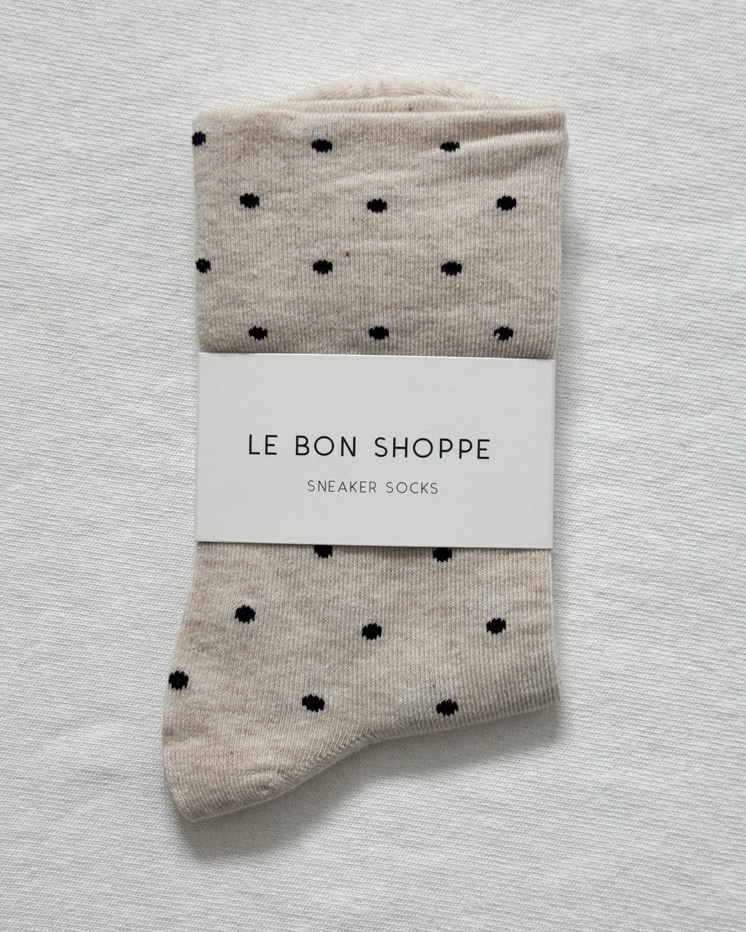 Le Bon Shoppe | Sneaker Socks | Polka Dot Oatmeal & black