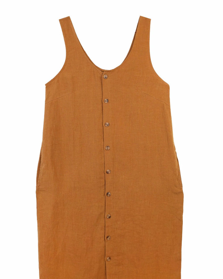 LF Markey | Basic Button Front Slip Dress | Turmeric