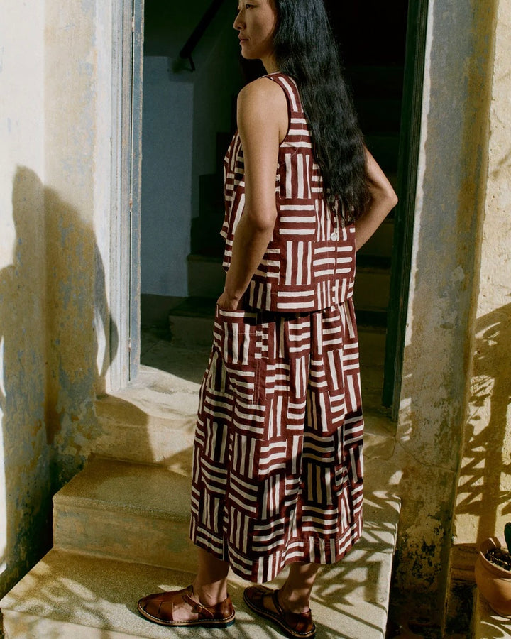 Toast | Patchwork block print top | Sable