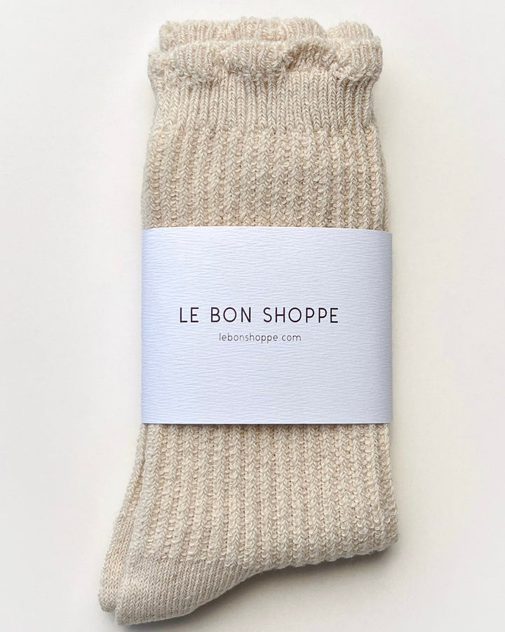 Le Bon Shoppe | Linen Scallop Socks | Natural