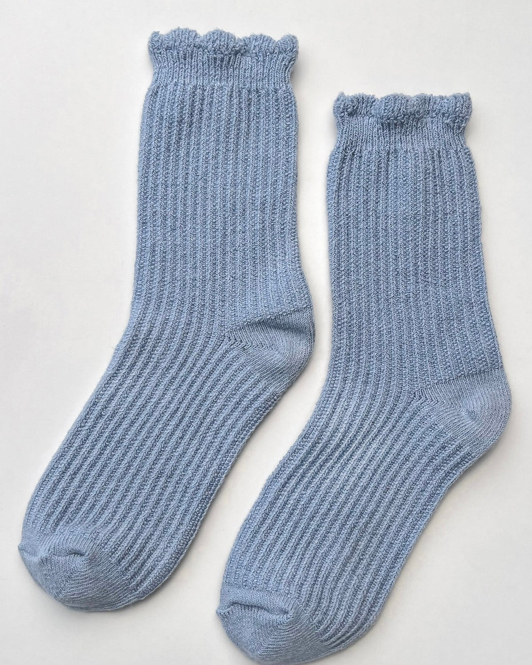 Le Bon Shoppe | Linen Scallop Socks | Pale Blue