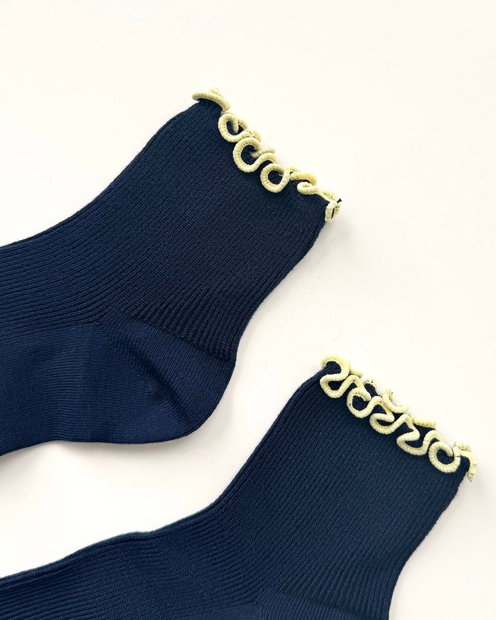 Le Bon Shoppe x Noble | Petite Ruffle Sock | Navy Butter