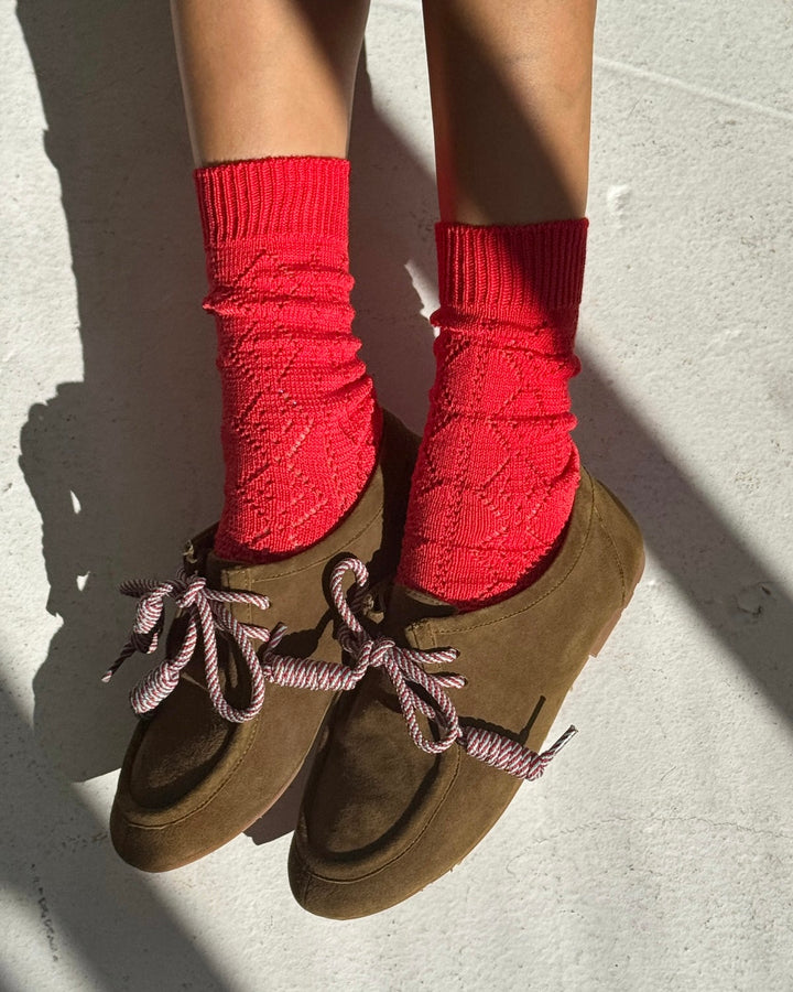 Le Bon Shoppe | Modal eyelet socks | Poppy Red