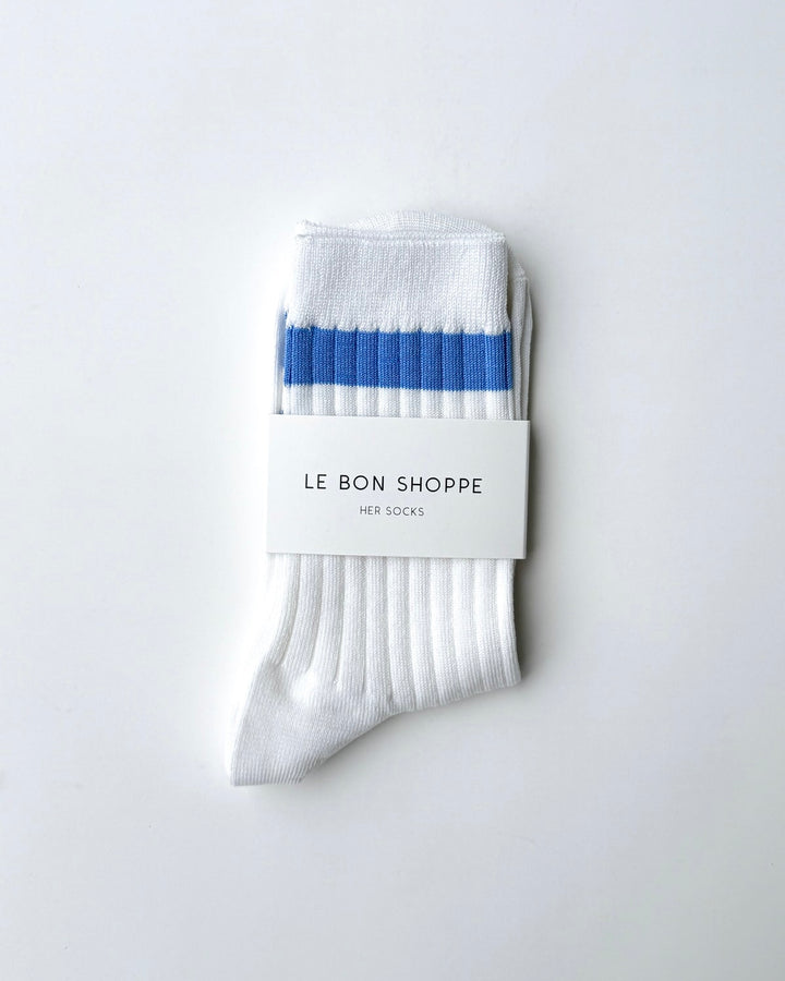 Le Bon Shoppe | Her Varsity Socks | White Periwinkle