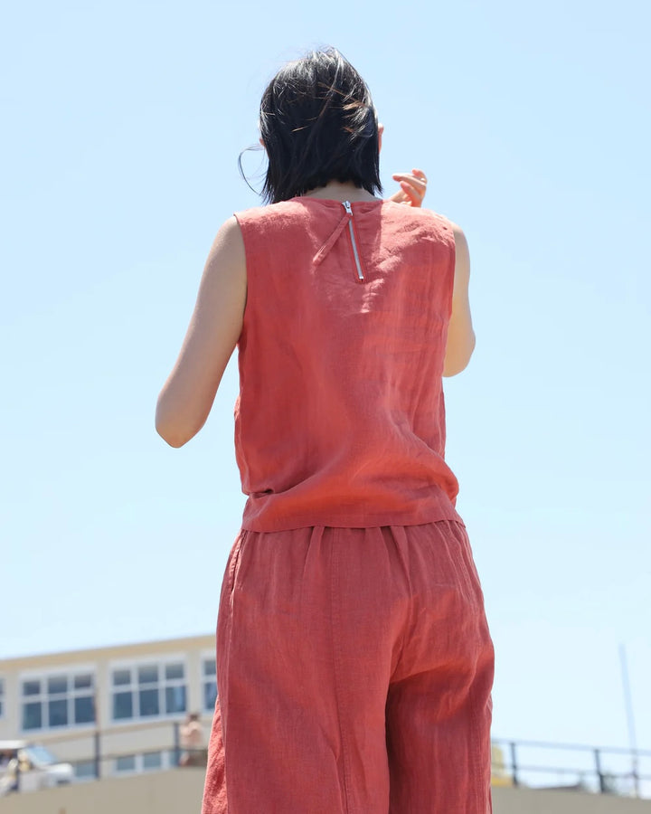 LF Markey | Basic Linen Trousers | Paprika